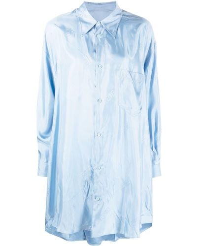 MM6 by Maison Martin Margiela Satin Shirt Dress - Blue