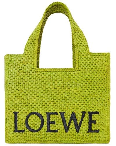 Loewe-Paulas Ibiza Borsa Tote Loewe Font Piccola In Rafia - Verde