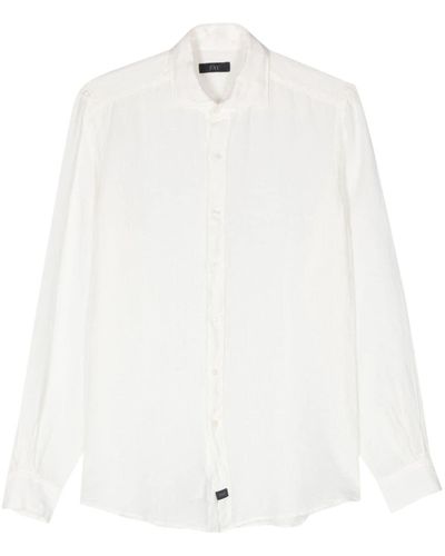 Fay Long-sleeves Linen Shirt - White