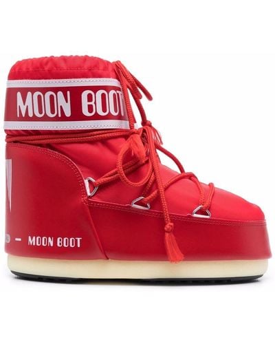 Moon Boot Icon Low 2 Lace-up Nylon Ankle Snow Boots - Red