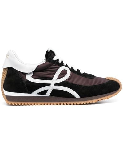 Loewe Flow Runner Monogram Leather And Shell Trainers - Black
