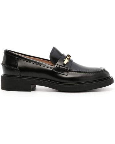 Gianvito Rossi Buckle-detail Leather Loafers - Black