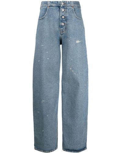 MM6 by Maison Martin Margiela Wide-leg Denim Cotton Jeans - Blue