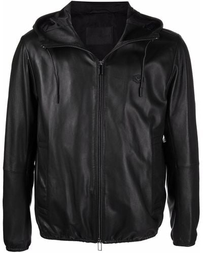 Emporio Armani Leather Blouson Jacket - Black