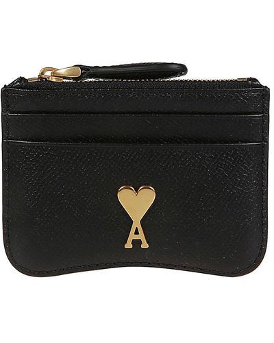 Ami Paris Leather Credit Card Holder - Black
