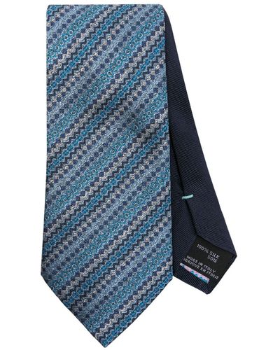 Missoni Geometric-pattern Silk Tie - Blue
