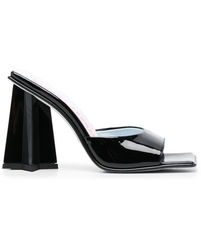 Chiara Ferragni Cf Star Patent Leather Heel Mules - Black