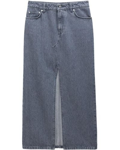 Filippa K Slit Denim Long Skirt - Blue