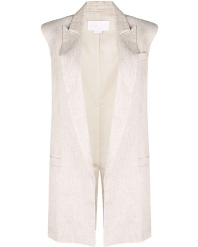 Genny Open-front Tailored Vest - Natural