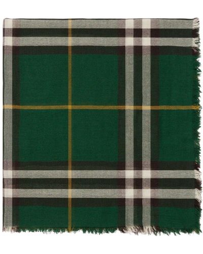 Burberry Wool Checked Scarf - Green