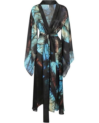 Mona Swims Silk Long Kimono - Multicolour