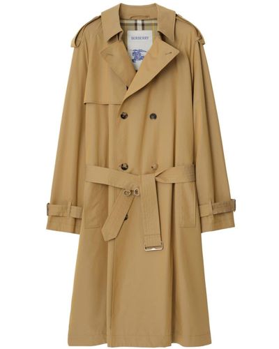 Burberry Long Garbadine Trench Coat - Natural