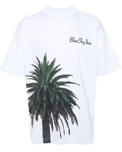 BLUE SKY INN Palm tree-print cotton T-shirt - Bianco