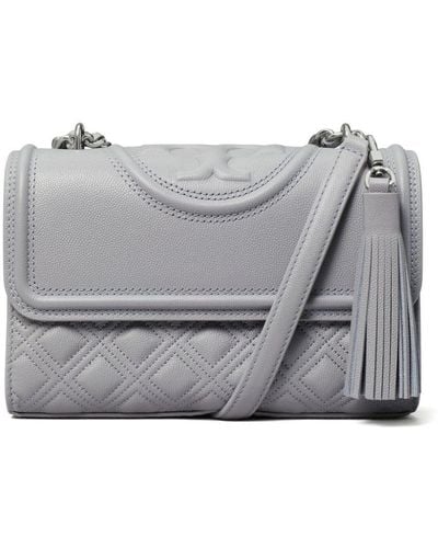 Tory Burch Fleming Small Leather Shoulder Bag - Grey