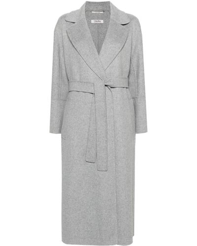 Max Mara Wool Belted Coat - Grey