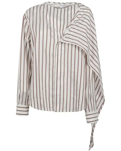 Bottega Veneta Striped Silk Shirt - White