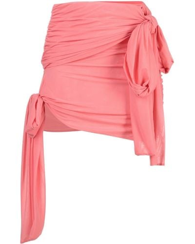 Blumarine Bow Detail Draped Mini Skirt - Pink