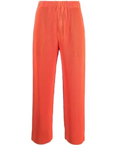 Homme Plissé Issey Miyake Pleated Straight Leg Trousers - Red