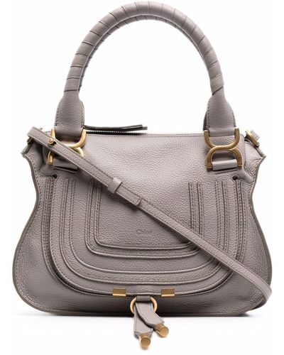 Chloé Marcie Leather Tote Bag - Gray