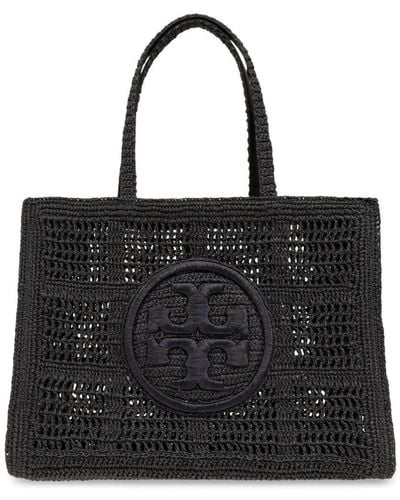 Tory Burch Ella Crochet Large Tote Bag - Black