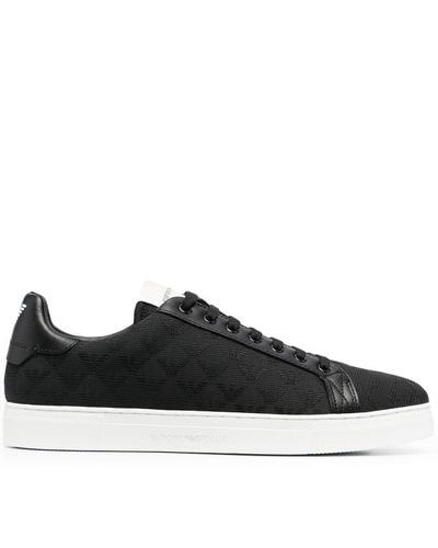 Emporio Armani Jacquard Monogram Sneakers - Black