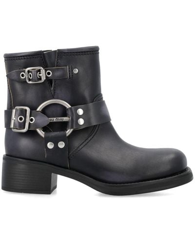 Miu Miu Vintage Leather Boots - Black