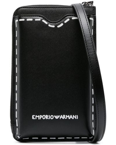 Emporio Armani Logo-print Wallet Phone Pouch - Black