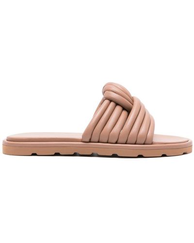 Gianvito Rossi Neutral Ottavia Leather Slides - Women's - Rubber/calf Leather - Pink