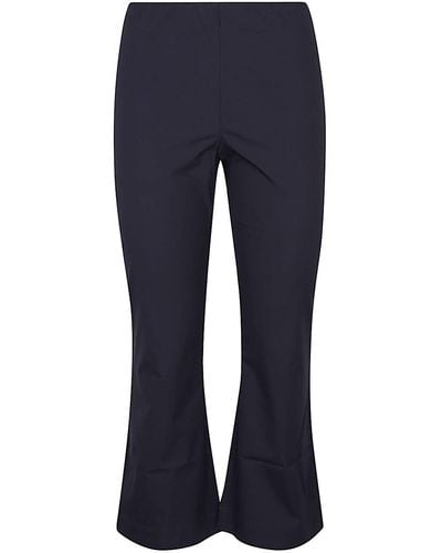 Liviana Conti Cropped Flared Cotton Blend Trousers - Blue