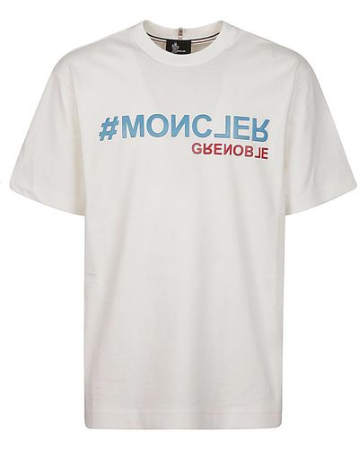 3 MONCLER GRENOBLE T-shirt In Cotone Con Logo - Bianco