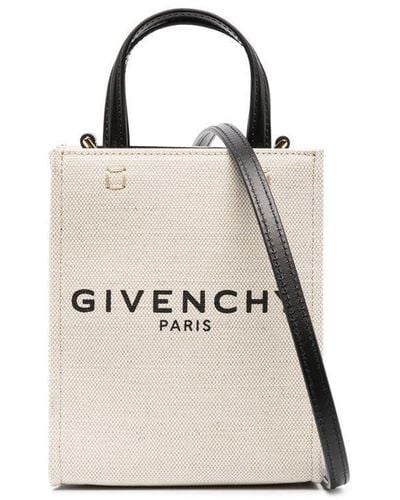 Givenchy Mini G-tote Canvas & Leather Vertical Shopping Bag - Natural