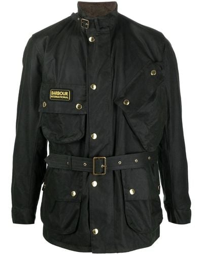 Barbour Jacket With Logo - Black