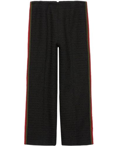 Gucci Embroidered Cotton-blend Bouclé Straight-leg Trousers - Black