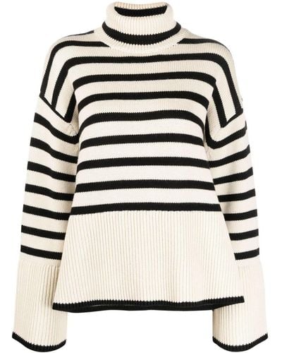 Totême Light Sand Striped Roll Neck Sweater - Multicolour