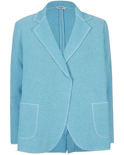 Base London Cotton And Linen Blend Jacket - Blue