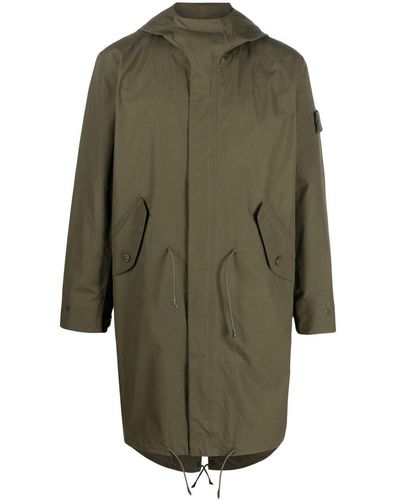 Stone Island Compass-patch Long-sleeved Coat - Green