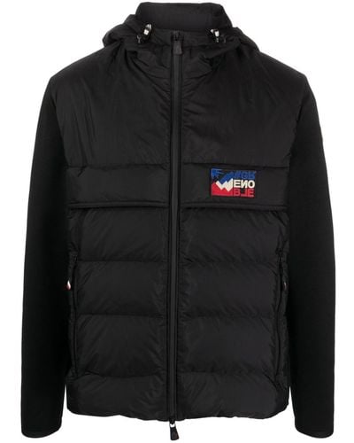 3 MONCLER GRENOBLE Quilted-panel Hooded Cardigan - Black