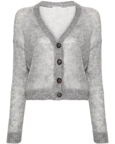 Brunello Cucinelli Button-Up Cropped Cardigan - Grey