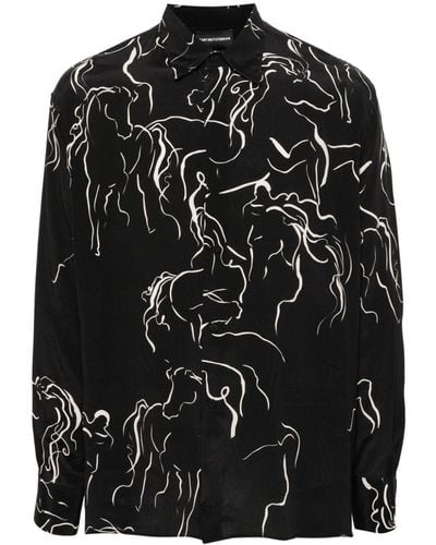 Emporio Armani Abstract-print Shirt - Black