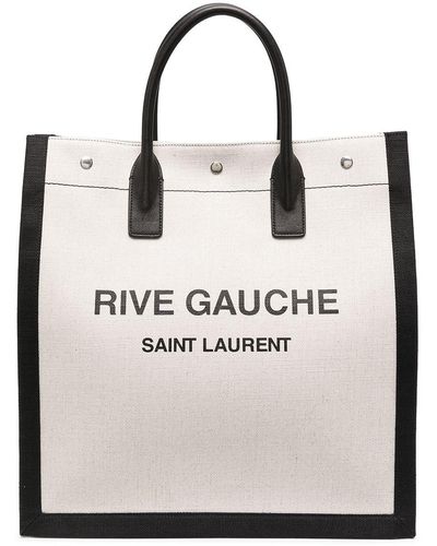 Saint Laurent Noe Logo-print Leather-trimmed Canvas Tote Bag - White