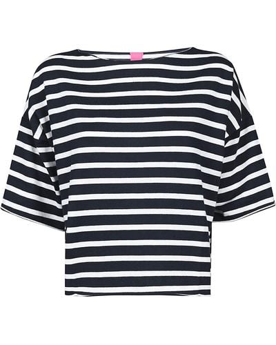 ALESSANDRO ASTE Cashmere Blend Striped Tee - Blue