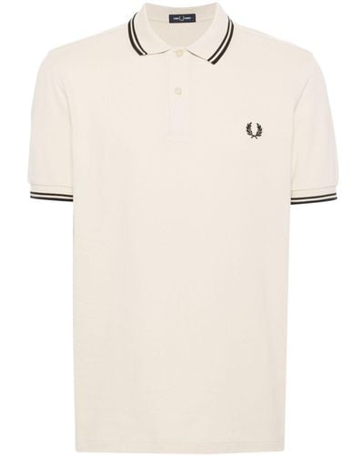 Fred Perry Logo-embroidered Cotton Polo Shirt - Natural
