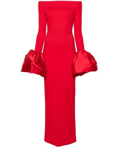 Solace London Talia Oversized-cuffs Gown - Red