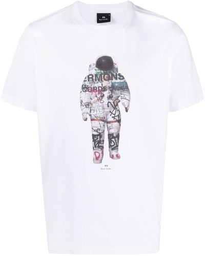 PS by Paul Smith Astronaut-print Cotton T-shirt - White