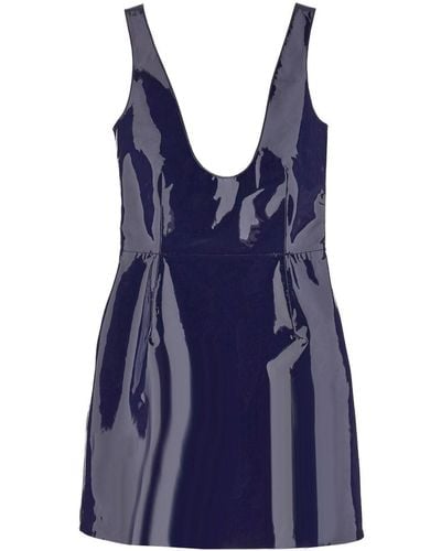 Ferragamo Patent Leather Mini Dress - Blue