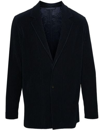 Homme Plissé Issey Miyake Pleated Single-Breasted Jacket - Blue