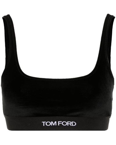 Tom Ford Logo Velvet Bralette - Black