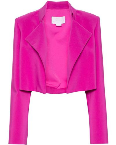 Genny Crystal-embellished-buttons Cropped Blazer - Pink