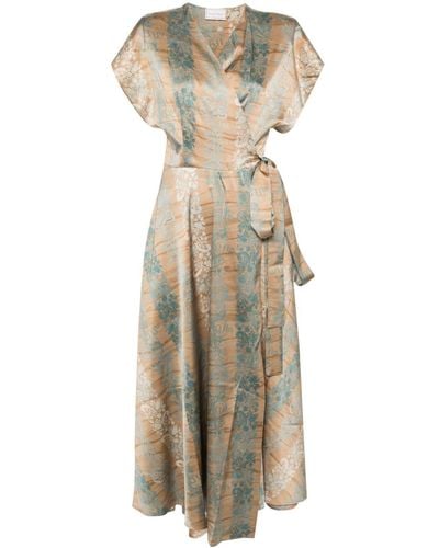 Pierre Louis Mascia Floral Silk Wrap Dress - Natural