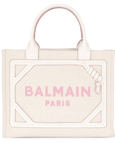 Balmain B-army Canvas Logo Mini Shopper - Natural